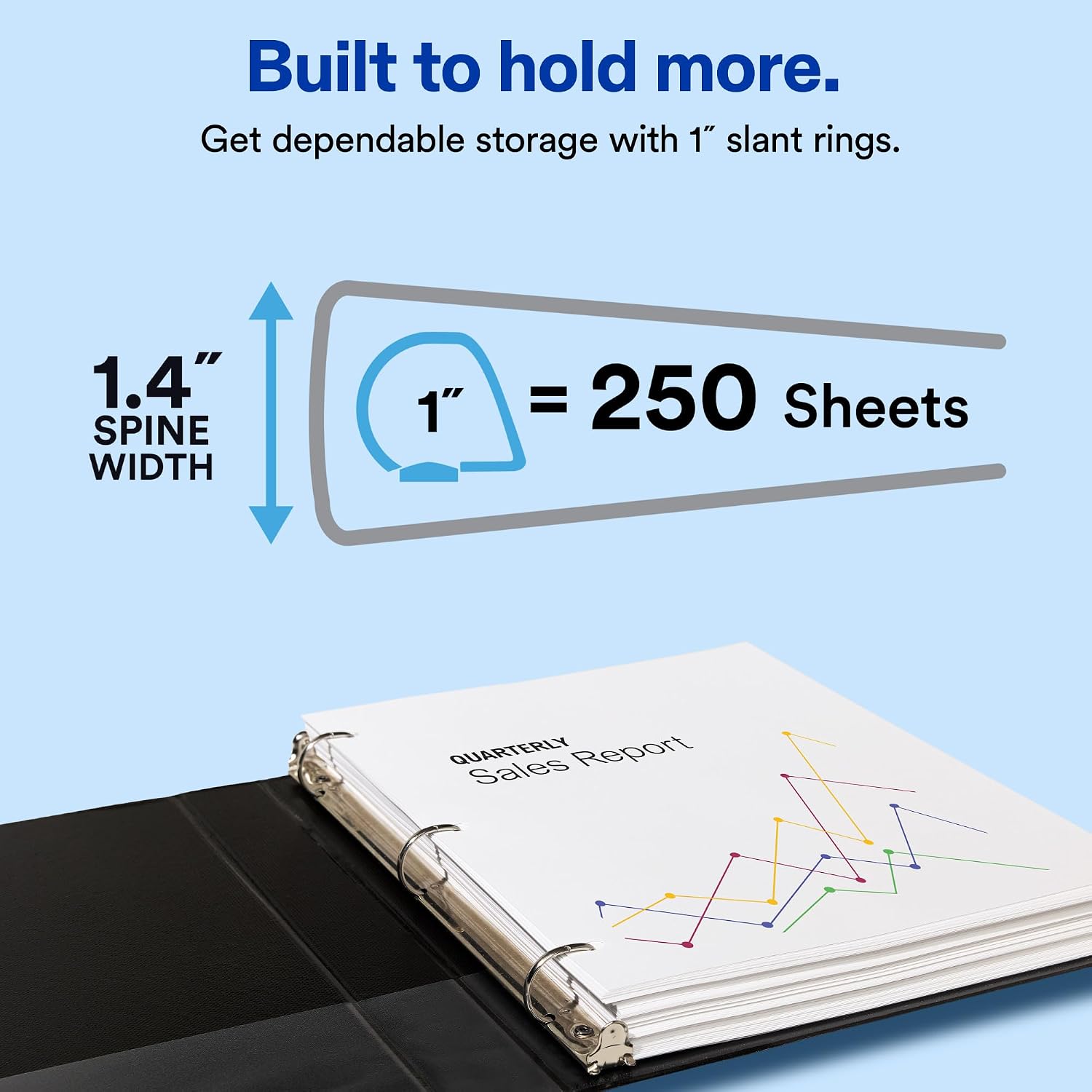 Avery® Showcase Standard View Binder, 1" Slant Rings, 1 Black Binder