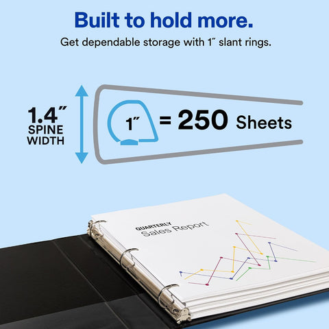 Avery® Showcase Standard View Binder, 1" Slant Rings, 1 Black Binder