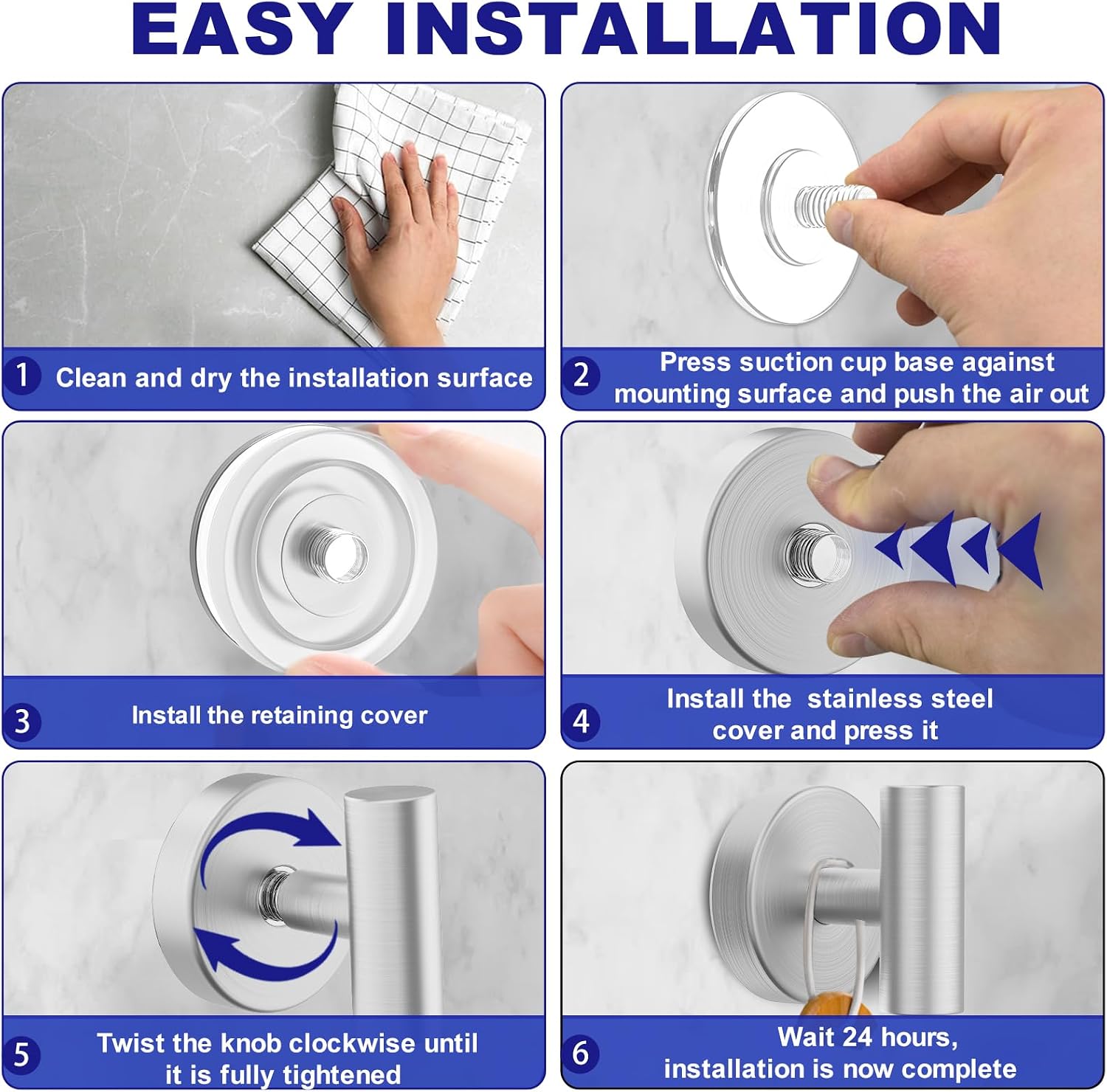 Bntuk Suction Cup Hooks, Shower Hooks for Inside Shower – Removable Towel Hooks for Bathroom Window Glass Mirror Tile, Bath Robe Looafh Hook for Hanging – Waterproof & Rustproof, Silver(2 Pack)