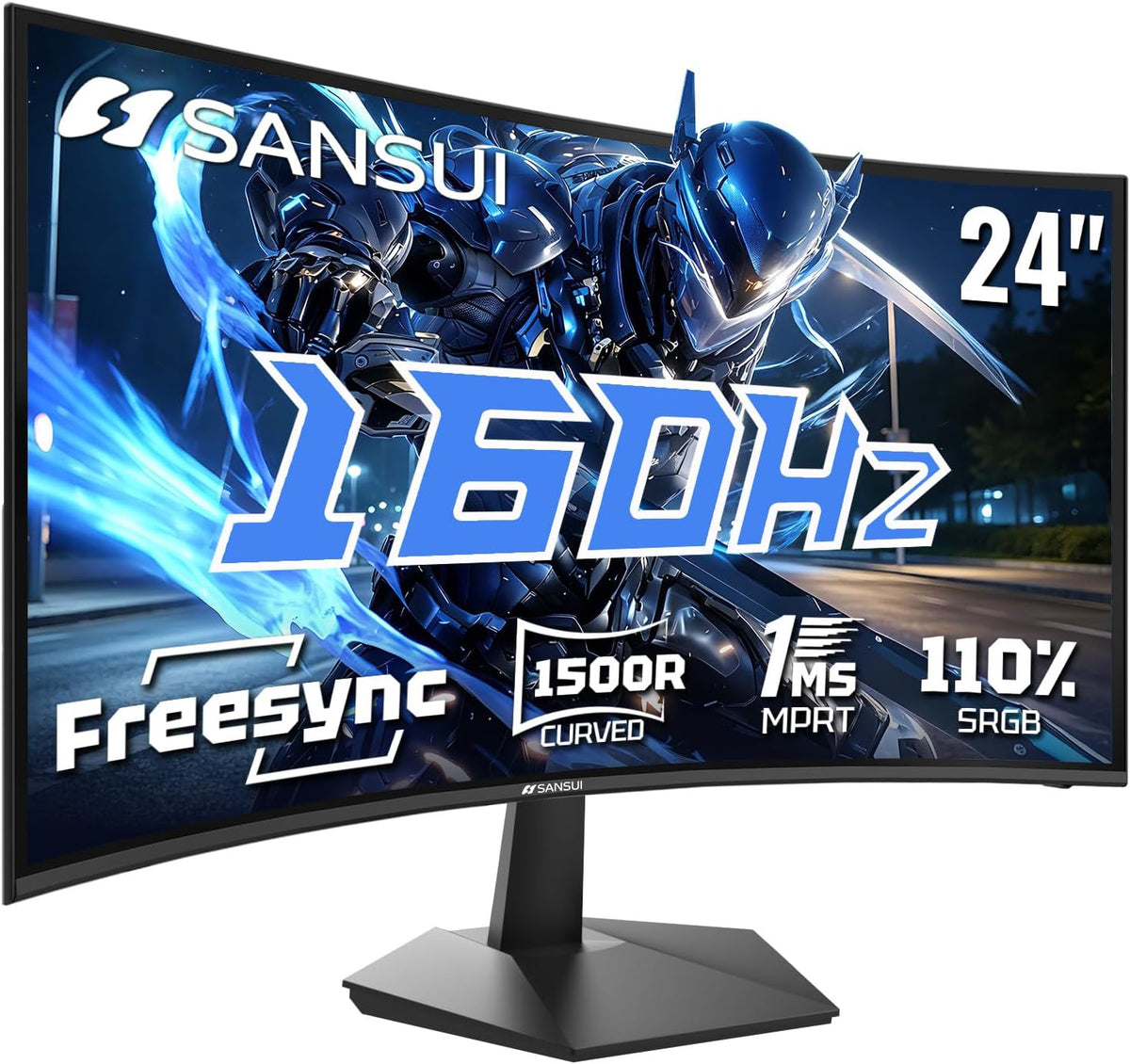 SANSUI 24 Inch Curved 160Hz Gaming Monitor,1500R Curved Gaming Monitor