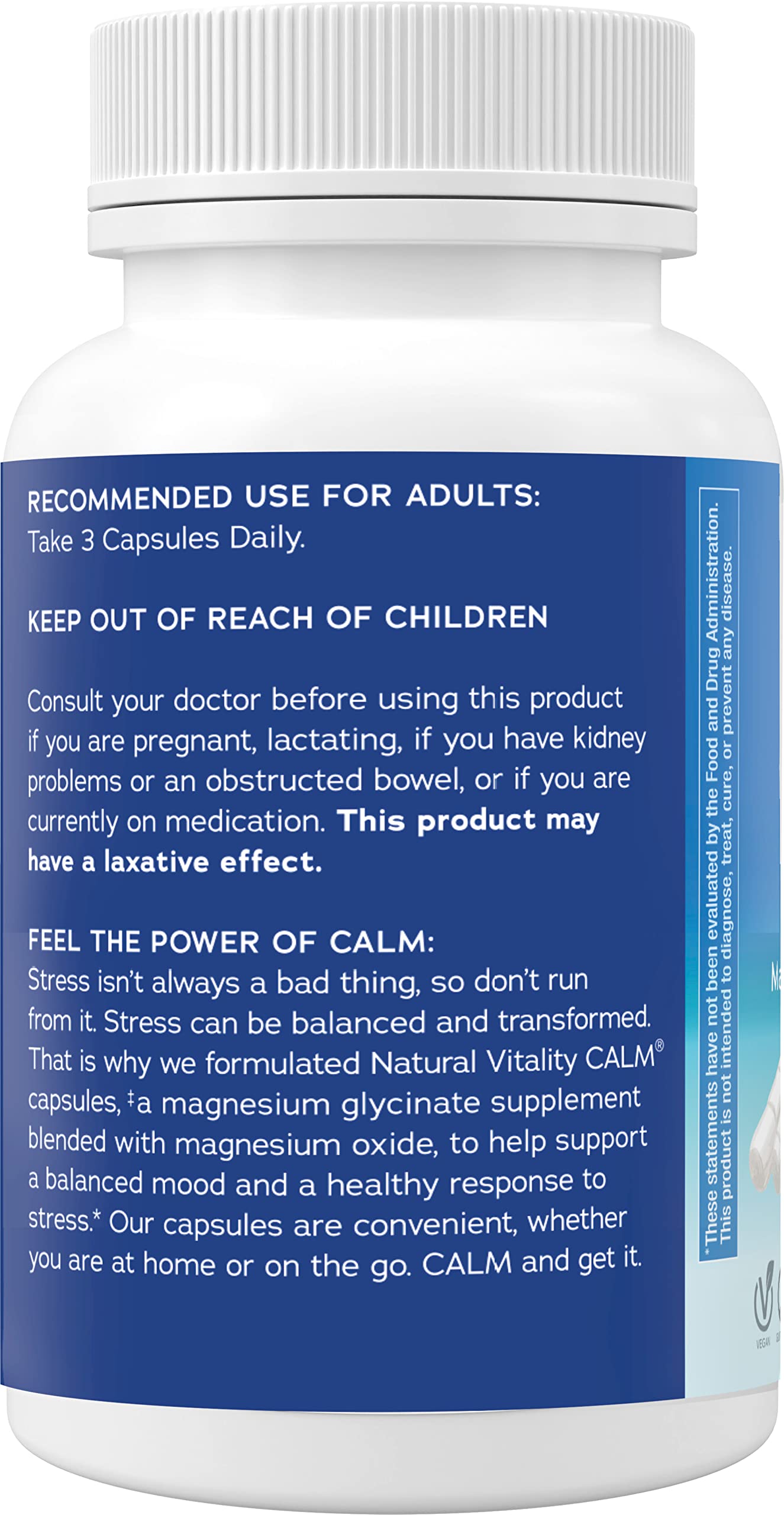 Natural Vitality Calm, Magnesium Glycinate Supports Bone, Muscle, Heart, & Nerve Health, Non-GMO, Vegan, Gluten Free 180ct