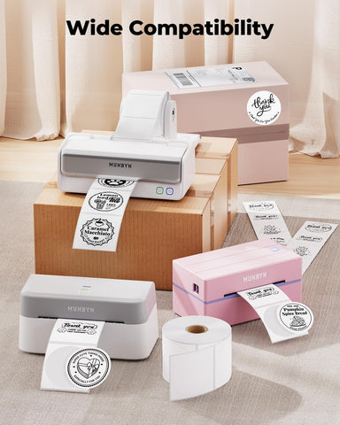 MUNBYN 2.5 Inch White Circle Thermal Labels for Baking, 500 Sheets/1 Roll