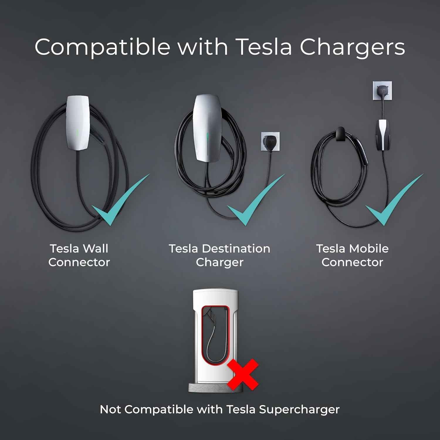 Lectron Tesla to J1772 EV Charging Adapter – NACS Converter, 48 Amp & 240V, Compatible with Tesla High Powered Connectors, Destination Chargers & Mobile Connectors for J1772 Electric Vehicles (Black)
