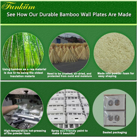 Pure White Classic Beadboard Wall Plates,Light Switch Covers,Electrical Outlet Covers, Switch Plates of Various Combination, Nature Bamboo Fiber Wall plate (1 Gang Toggle 4 Pack)
