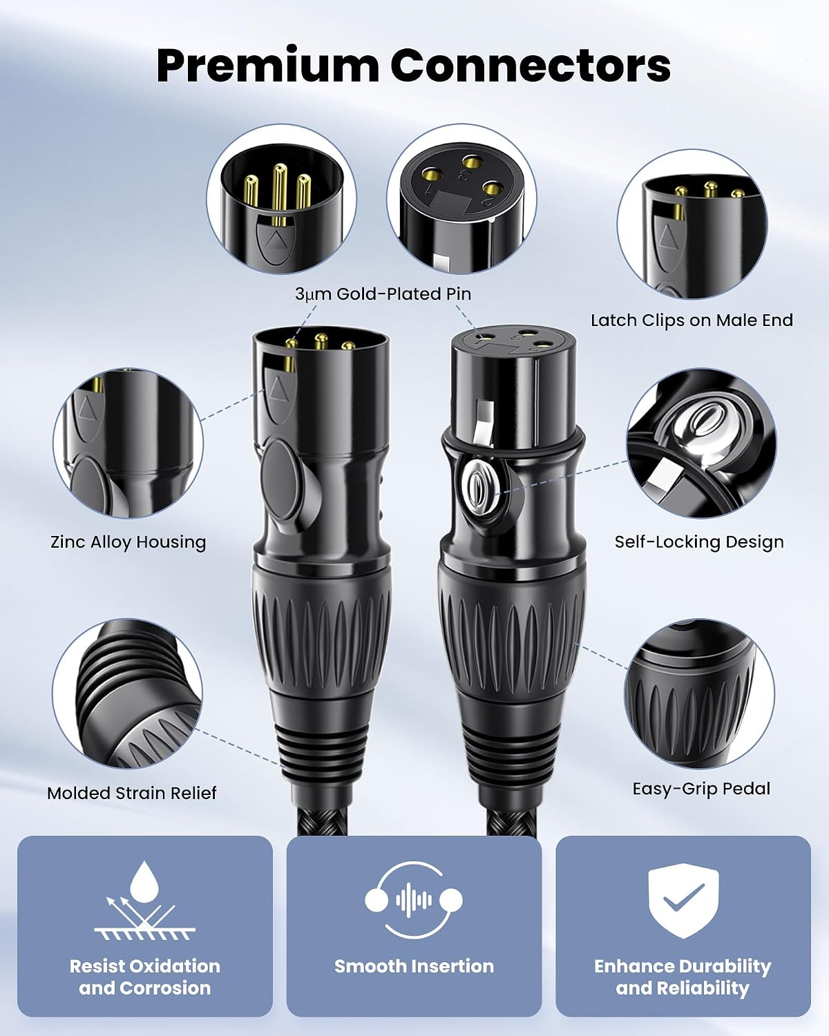 XLR Cable 100ft, OFC Dual Shielded XLR Microphone Cable