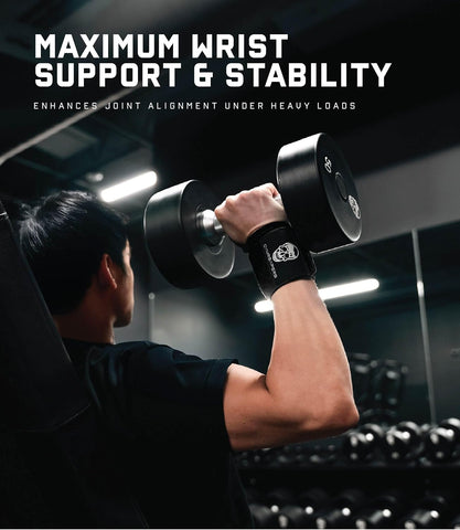 Gymreapers Weightlifting Wrist Wraps (IPF Approved) Professional Quality Wrist Support with Heavy Duty Thumb Loop - Best Wrap for Powerlifting Competition, Strength Training, Bodybuilding