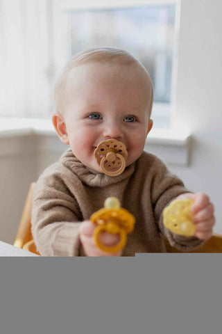 BIBS Boheme Soother 4-Pack | BPA Free Dummy Pacifier | Round Nipple | Natural Rubber Latex | Made in Denmark | Size 6-18 Months | Woodchuck Mix