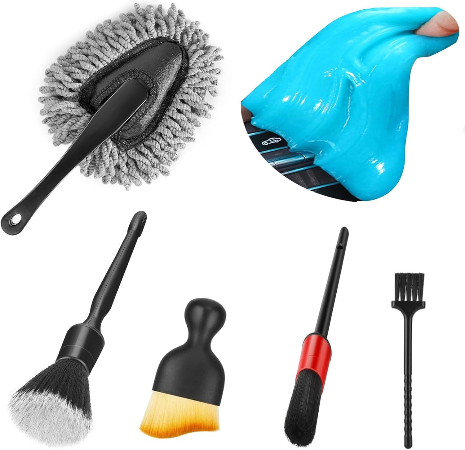 Fitosy Car Interior Duster Detail Brush Cleaning Gel Kit, Dust Remover
