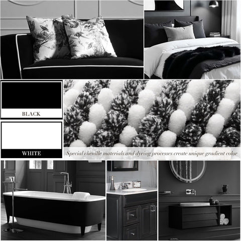 BSICPRO Bathroom Rugs Sets 2 Piece, Non Slip Striped Bath Mats, Black