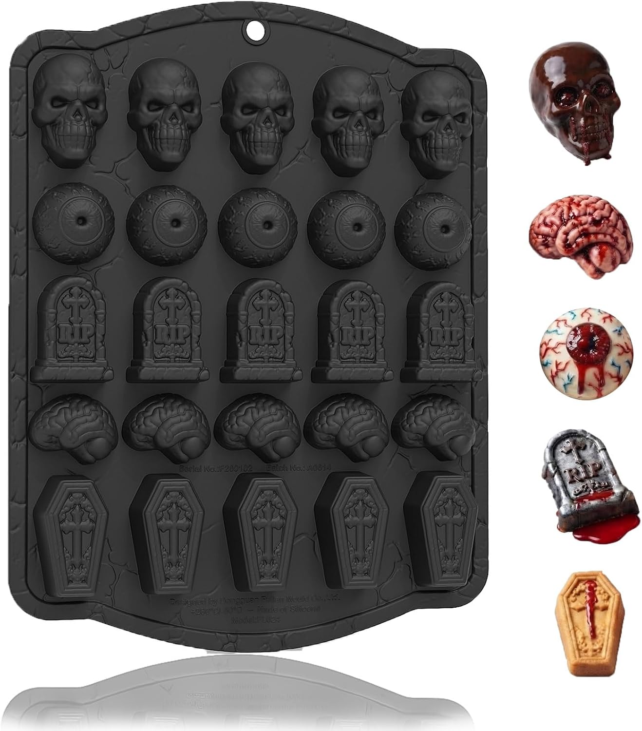 HKNMTT Skull Candy Chocolate Cake Pan 5-Shapes Halloween Silicone Mold