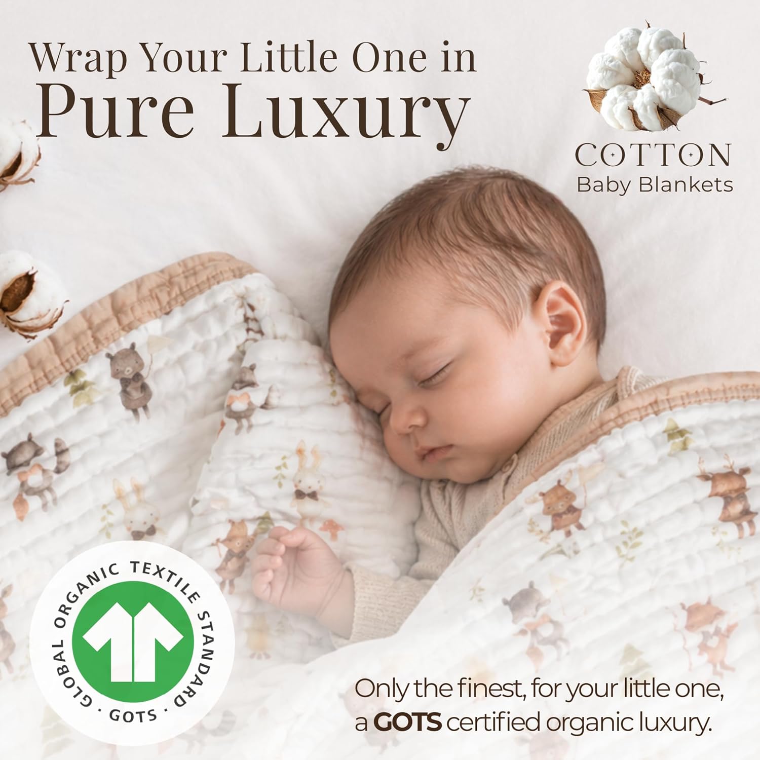 Organic Cotton Muslin Baby Blanket for Boys and Girls - Luxurious Soft Toddler Quilt for Swaddling - Gender Neutral Blanket - Baby and Toddler Gift - Farm