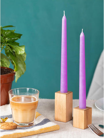 CANDWAX 10 inch Taper Lilac Candles Pack of 4 - Unscented Smokeless Dripless Tall Candlesticks - Perfect for Special Occasions, Ordinary Dinners, for Mother's Day - Lavender Candle Sticks