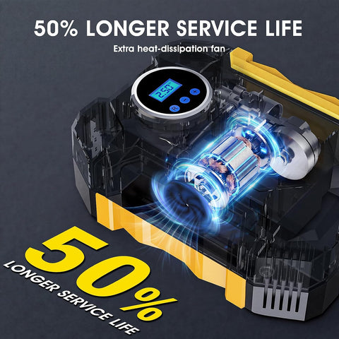 Digital Air Compressor for Car Auto Pump Portable Tire Inflator with LED Light DC 12V