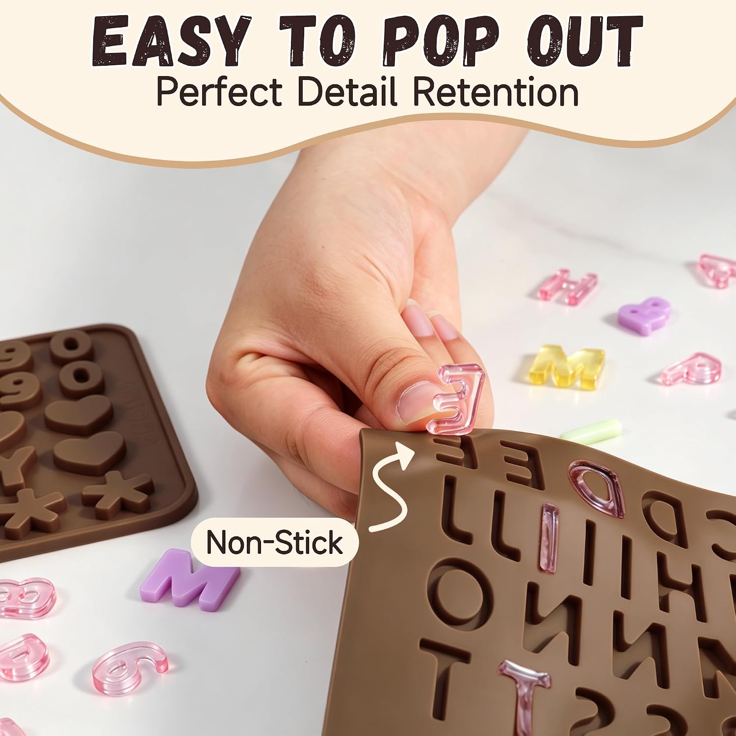 2Pcs Letter Silicone Molds, Chocolate Molds for Alphabet Decorating Cake