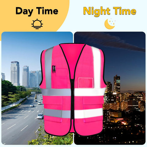 XPCARE Reflective Safety Vests For Women Men, High Visibility Security Vest Pockets and Zipper Front Construction Work Vest