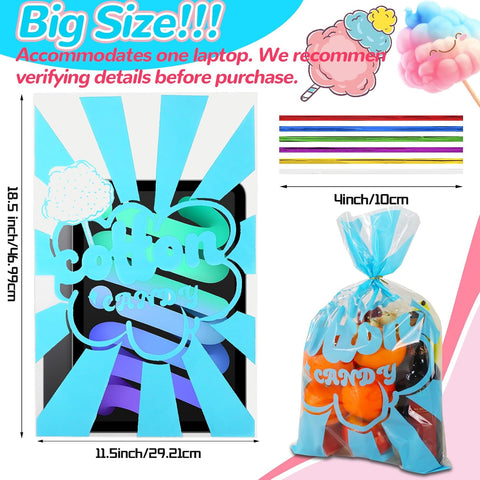 25 Pcs Cotton Candy Bags with Ties, 11.5 x 18.5 Inches