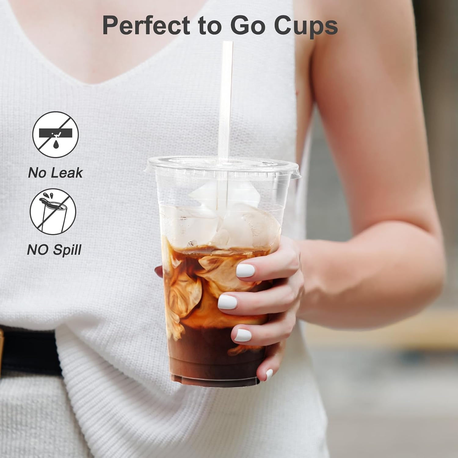 Dealusy 100 Pack - 20 oz Clear Plastic Cups with Lids and Straws