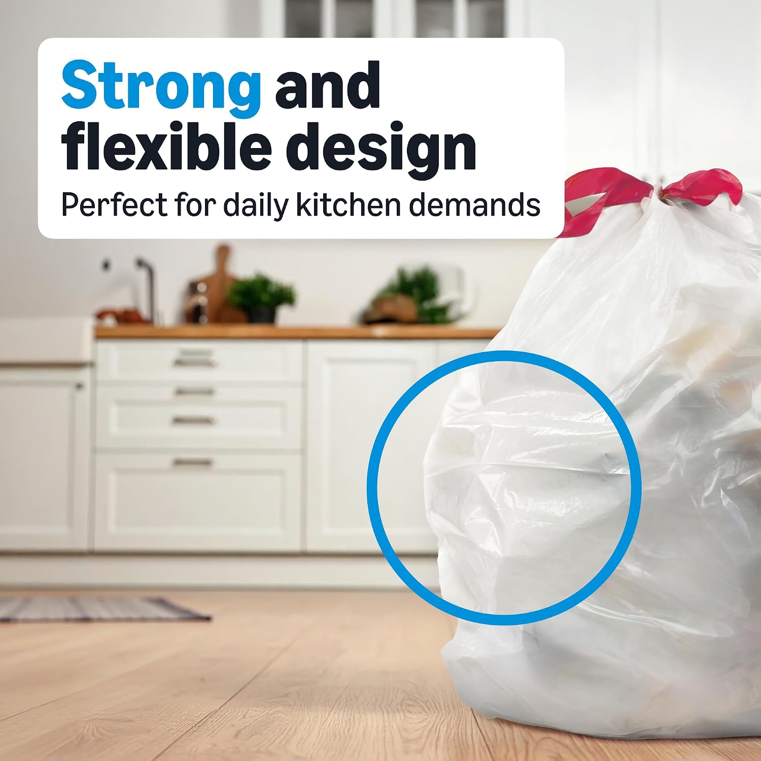 Amazon Basics Scented Trash Bags, Tall Kitchen Drawstring, Clean Fresh Scent, 13 Gallon, 200 Count, Pack of 2, Packaging May Vary