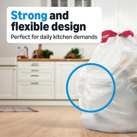 Amazon Basics Scented Trash Bags, Tall Kitchen Drawstring, Clean Fresh Scent, 13 Gallon, 200 Count, Pack of 2, Packaging May Vary