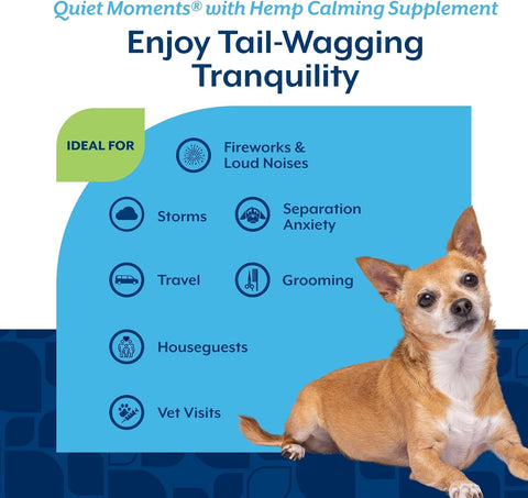 NaturVet Quiet Moments Calming Plus Hemp Dog Supplement - 180 Soft Chews