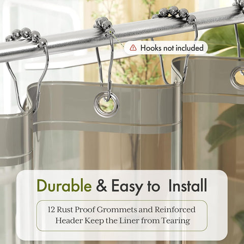 Bathway Shower Curtain Liner, Black Shower Curtain Liner 72x72 PEVA Clear Shower Curtain Liner Plastic with 3 Magnets and 12 Rustproof Metal Grommets, Lightweight Waterproof Shower Liner for Bathroom