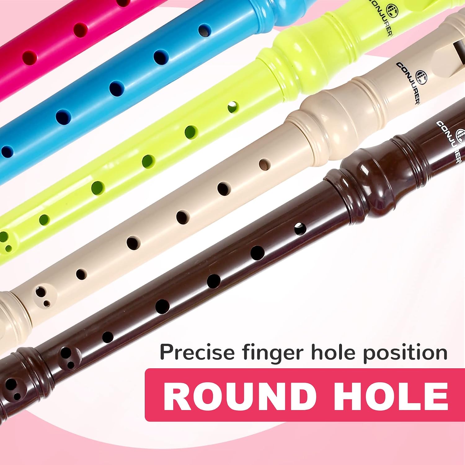 CONJURER 10Pc Soprano Recorder Instrument for Kids Student - German Fingering 8 Hole Flute ABS Descant Recorders for Beginners with Cleaning Rod and Bag for Kids over 3 Years Old