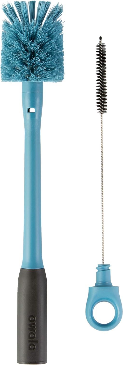 Owala 2-in-1 Water Bottle Brush Cleaner and Water Bottle Straw Cleaner Brush, Water Bottle Brush with Removable Head and Twist n� Hide Straw Brush, Smokey Blue