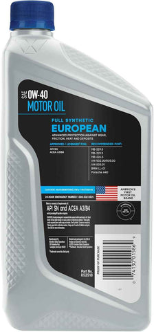 Valvoline European Vehicle Full Synthetic SAE 0W-40 Motor Oil 1 QT, Case of 6