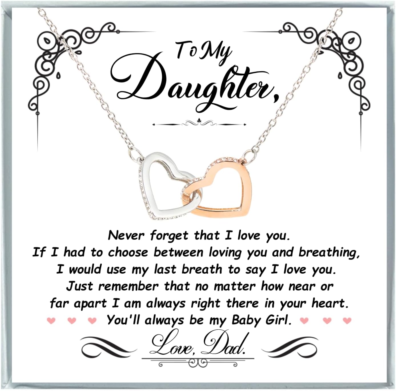 To My Daughter Necklace From Dad With Heartfelt Message