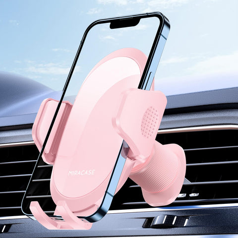 Miracase Phone Holders for Your Car with Metal Hook Clip, Air Vent Cell Phone Car Mount, Hands Free Universal Automobile Cradle Fit for iPhone Android and All Smartphones (Pink)