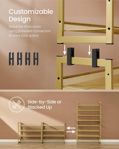 SONGMICS Metal Shoe Rack, 8-Tier Shoe Organizer, Holds 32-40 Pairs