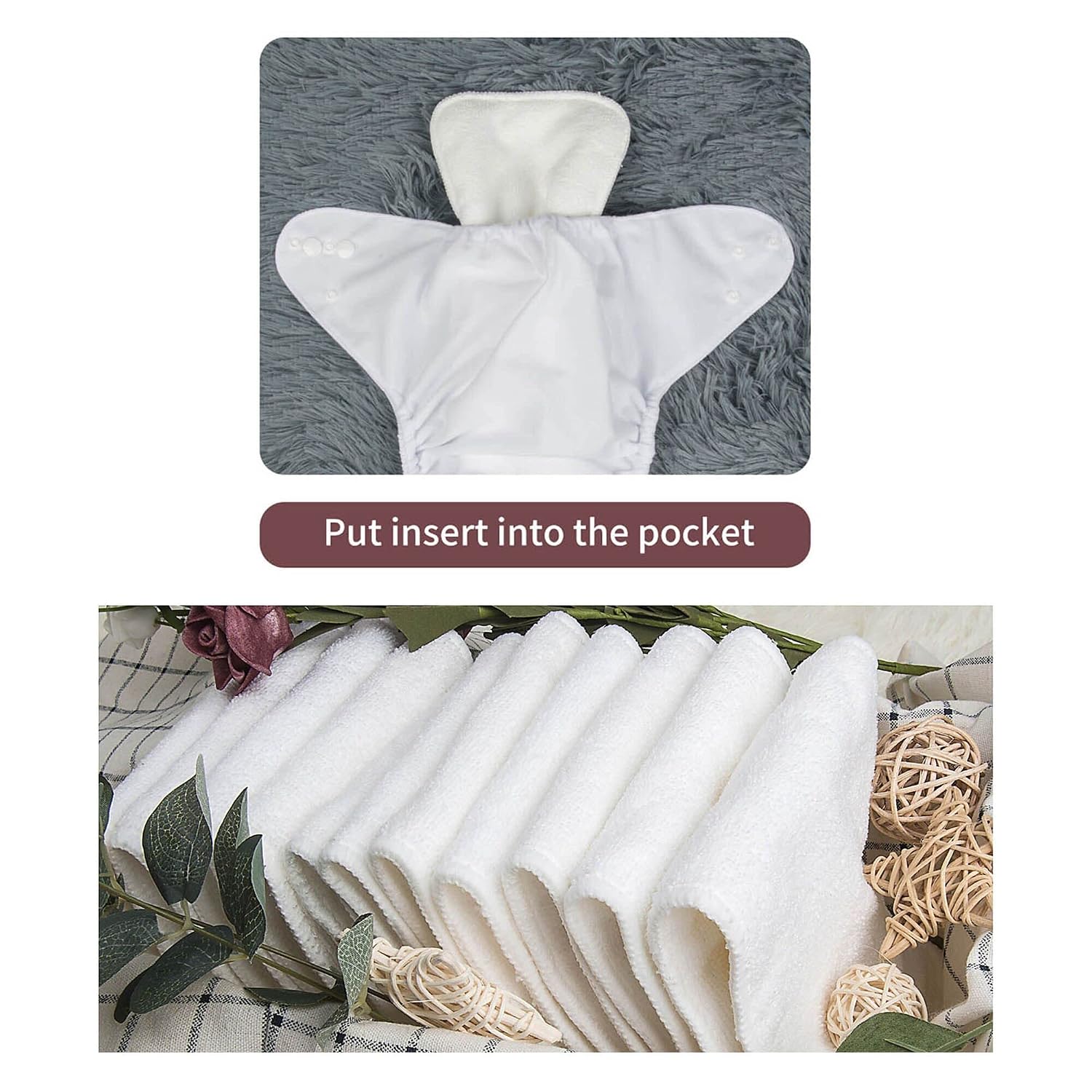 ALVABABY Christmas Baby Cloth Diaper 6 Pack with 12 Inserts One Size Cloth Diaper Covers Adjustable Washable Reusable for Baby Girls and Boys