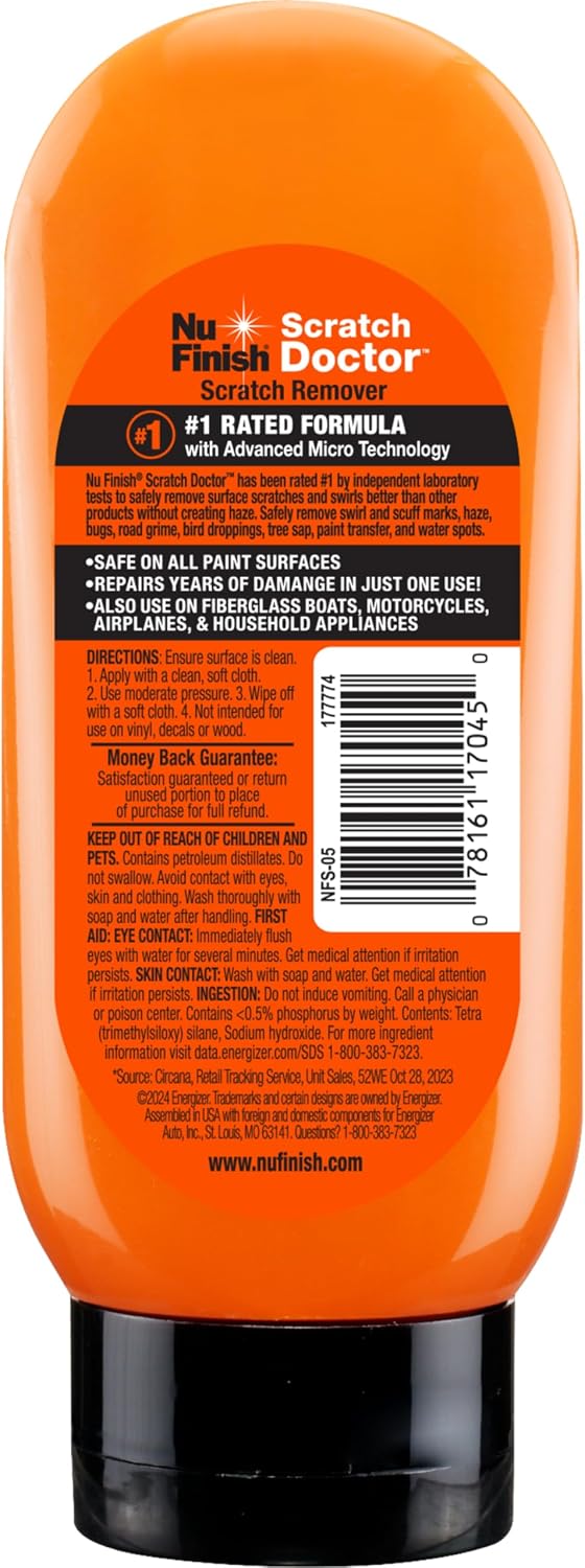 Nu Finish Car Scratch Remover, Scratch Removal for Cars Eliminates Paint Scrapes, Scuffs, Haze and Swirls on Cars, Boats and Motorcycles , 6.5 Oz, White