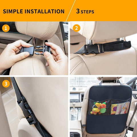 Kick Mats with Organizer -2 Pack Backseat Protector SeatCovers for Your Car, SUV, Minivan or Truck Seats - VehicleBack Seat Kids Safety Accessories -Universal Fit AutomotiveInterior Protectors