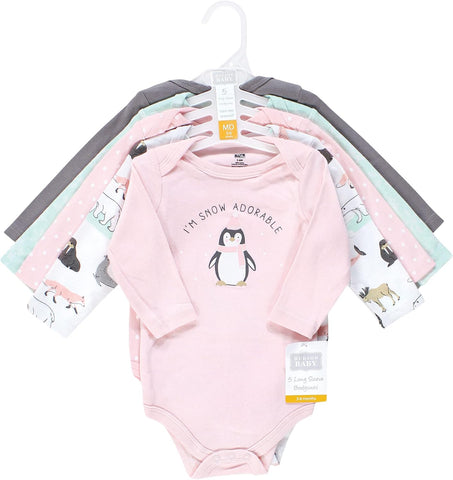 Hudson Baby baby-girls Cotton Long-sleeve Bodysuits 5-pack