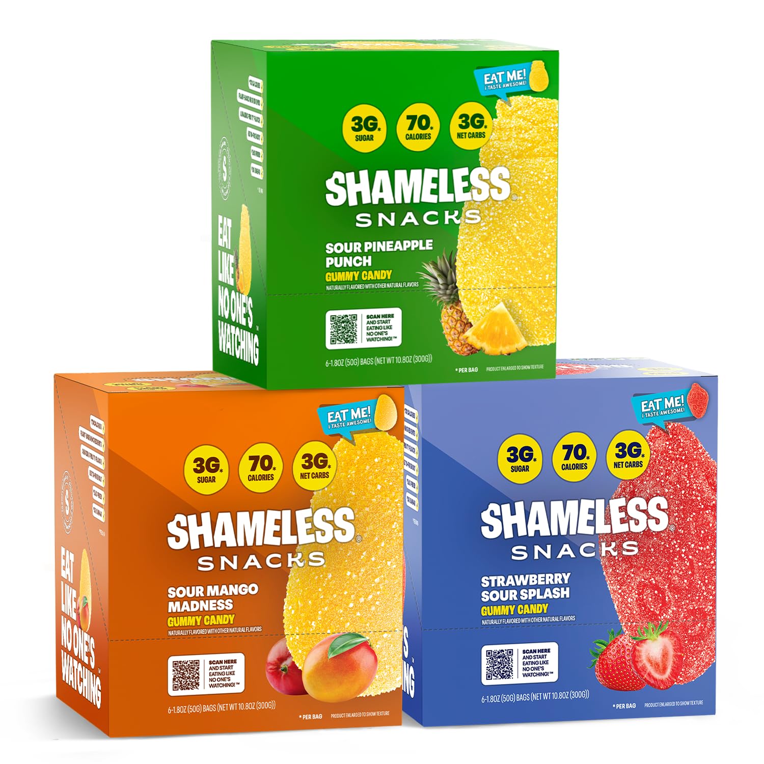 Shameless Snacks Sour Power Trio Bundle - Sour Candy & Fruit Snacks, Keto