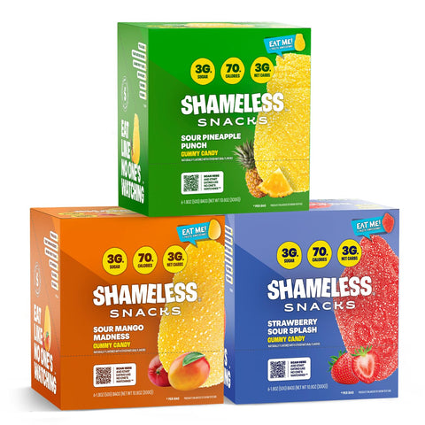Shameless Snacks Sour Power Trio Bundle - Sour Candy & Fruit Snacks, Keto