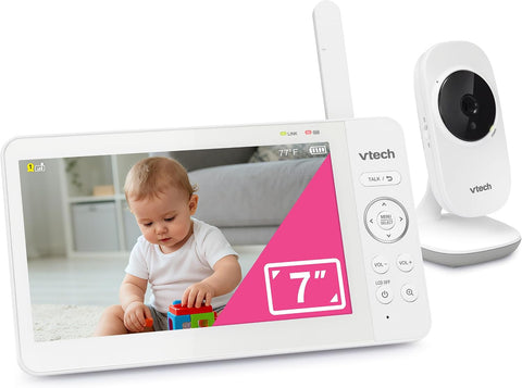VTech Baby Monitor No WiFi with 7" Screen – 12Hr Battery, 1000ft Range, Night Vision, Two-Way Talk, Temperature Sensor, Lullabies, Sound-Activated Screen | 819 Max