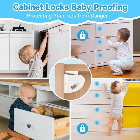 10 Pack Magnetic Cabinet Locks for Child Safety, Drawer Locks Baby Proofing