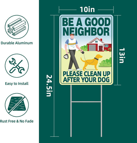 Pick Up After Your dog Sign 2-Pack 13"x10" H-Stakes, Double-Sided