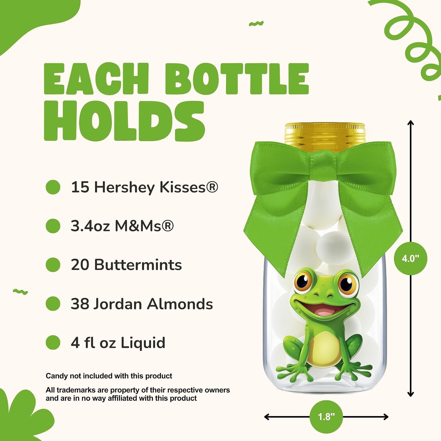 Ethisa Small 12 Pack Frog Party Favors - DIY Candy Jars with Ribbons and Stickers - Party Decoration Bottles for Birthday, and Baby Shower - Toad Theme Table Centerpieces