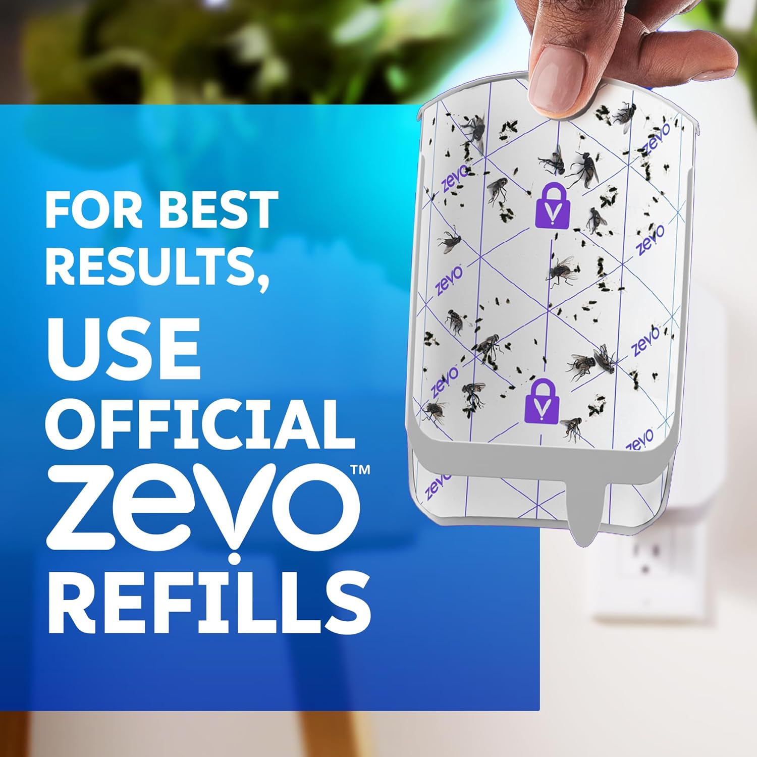 Zevo Flying Insect Trap for Fruit Flies & Gnats, 2 Plug-in Bases, 2 Refills