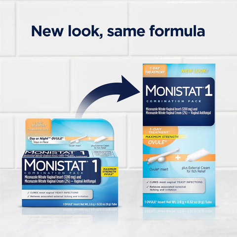 Monistat 1-Day Yeast Infection Treatment, Miconazole Ovule Insert + Cream