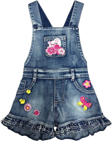 Peacolate Summer Little&Big Girls 2pcs Clothing Sets Short Sleeve T-Shirt and Denim Suspenders Shorts