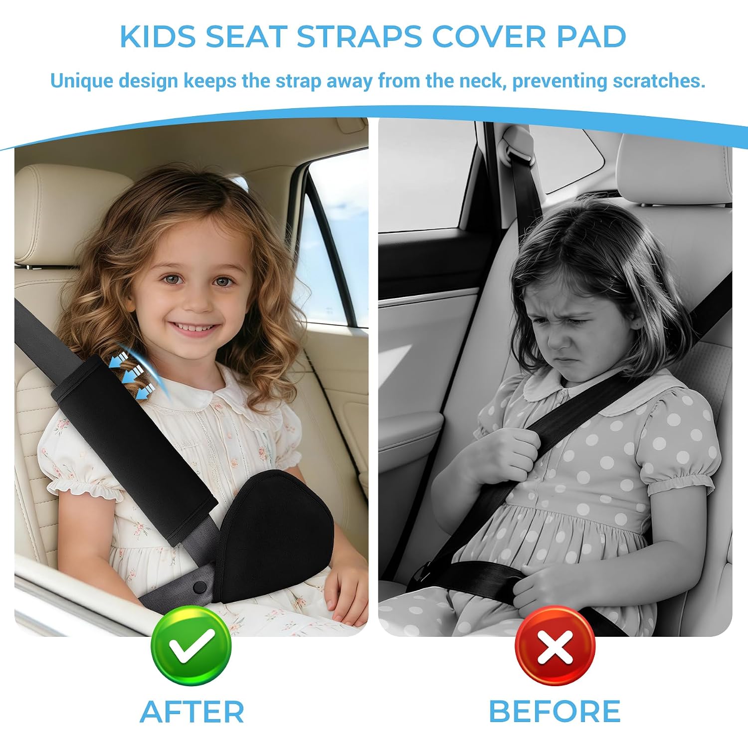 COOLBEBE Kids Seat Straps Cover Pad, Black-1