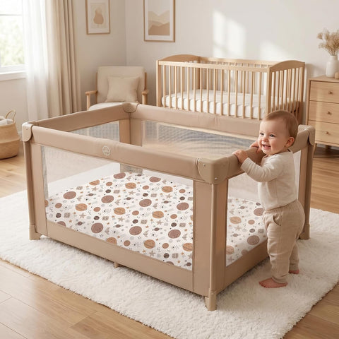Pack N Play Sheets Fitted, 2-Pack Fit for Standard Pack N Play Mattress, Mini Crib Sheets,Breathable Soft Unisex Playard Sheets