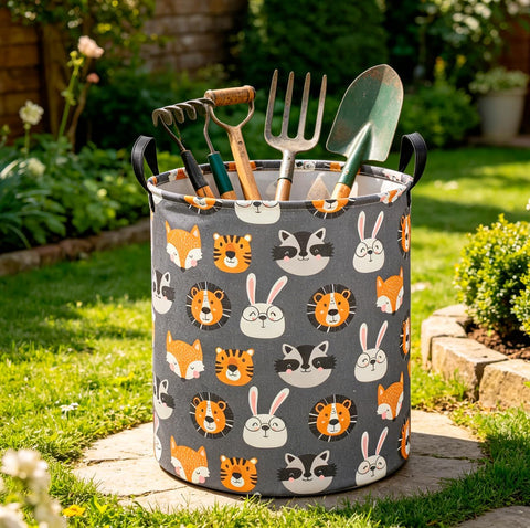 CLOCOR Kids Laundry Basket,Collapsible Fabric Storage Container,Gift Basket(Animal Heads)