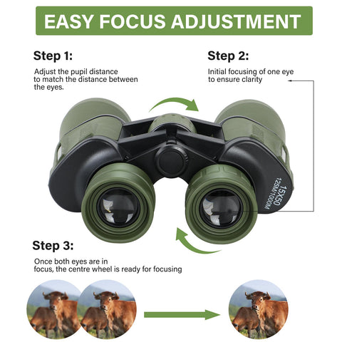 LOGISAF 15x50 HD Binoculars for Adults High Powered - Large View Compact Binoculars with Low Light Vision, Waterproof Binoculars for Bird Watching, Hunting, Hiking Travel Essentials with Carrying Bag