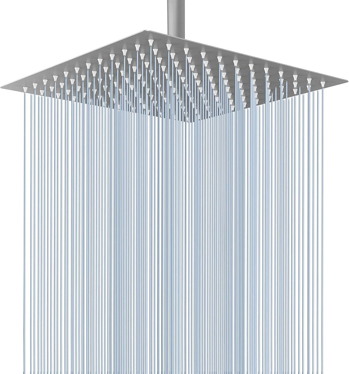 Voolan Rain Shower Head - High Flow Large Rainfall Shower Heads Made of Stainless Steel - Waterfall Bathroom Square Showerhead - Ceiling or Wall Mount (12" Brushed Nickel)