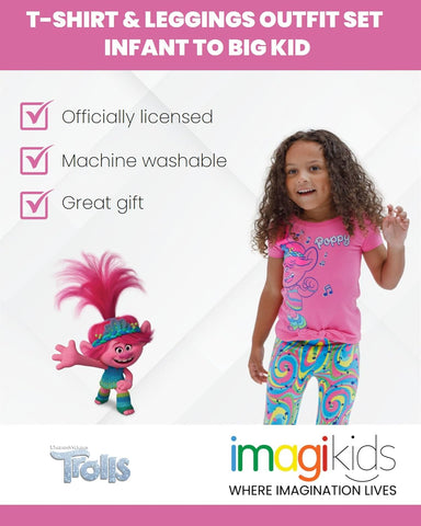 DreamWorks Trolls Poppy Pullover Fleece T-Shirt and Leggings Outfit Set Infant to Little Kid